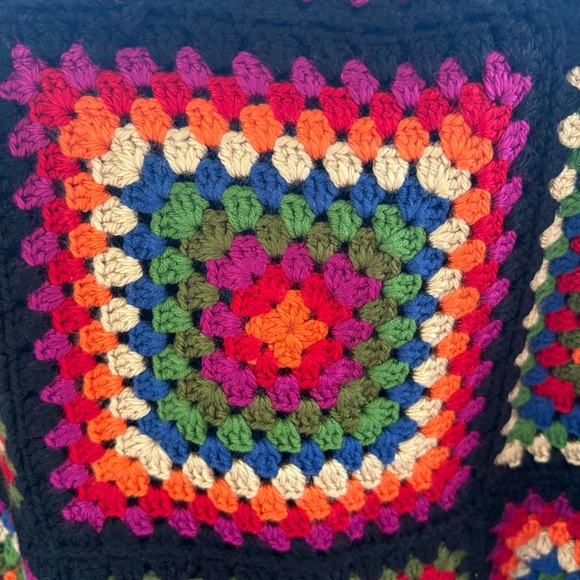 FARM RIO Crochet Embroidered Denim Jacket granny square‎ medium black new med - Picture 10 of 14